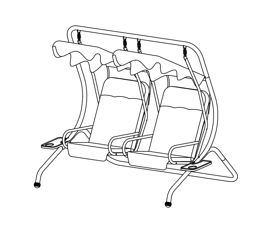 2 personers baldakin stål veranda gynge monteringsvejledning