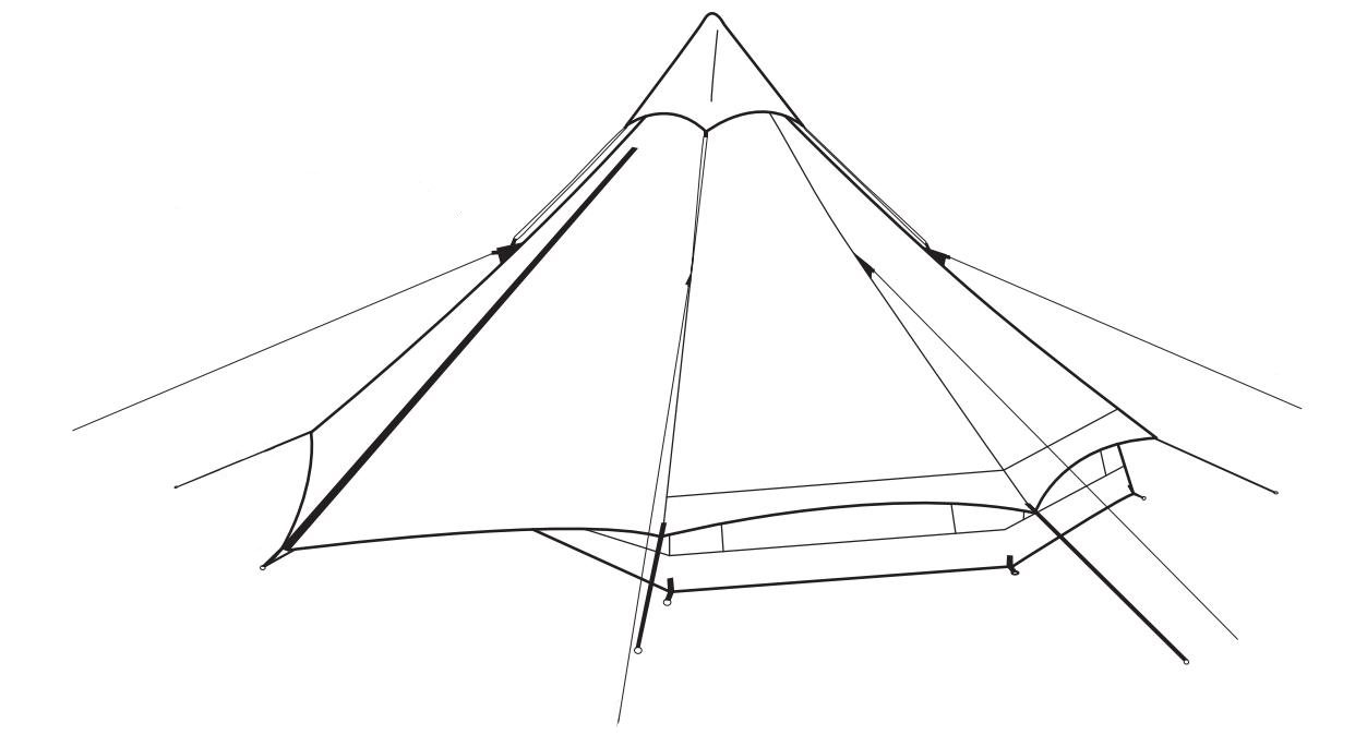 Vejledning til installation af pyramidetelt i bomuldstelt