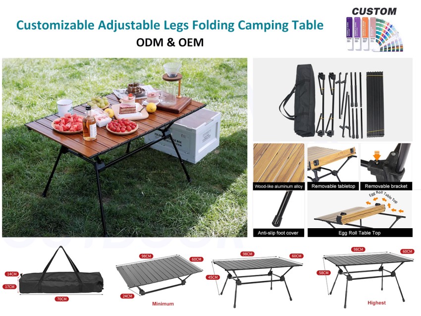 Justerbare ben Folde campingbord