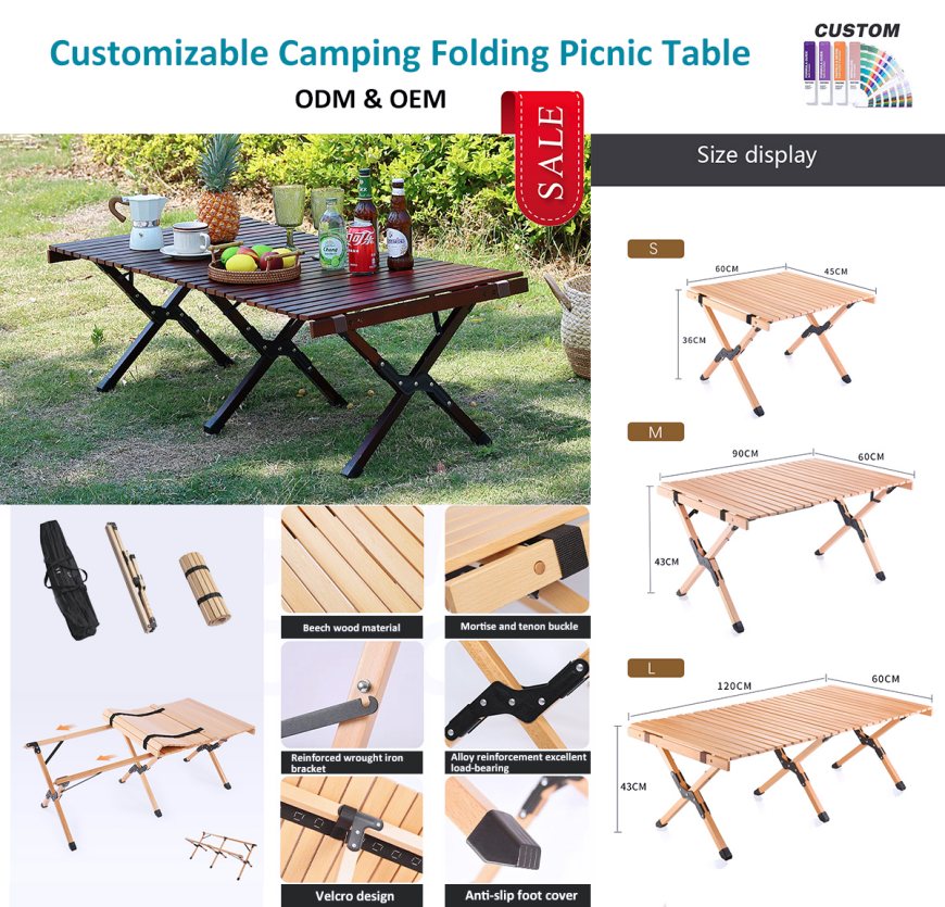 Kan du lide dette folde campingbord i træ?