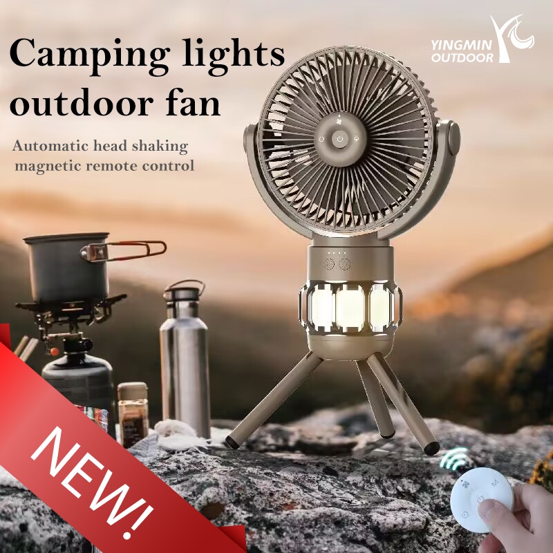 Campingventilator med LED-lanterne