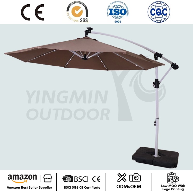 Nyeste 10FT Patio Cantilever Solar LED Paraply