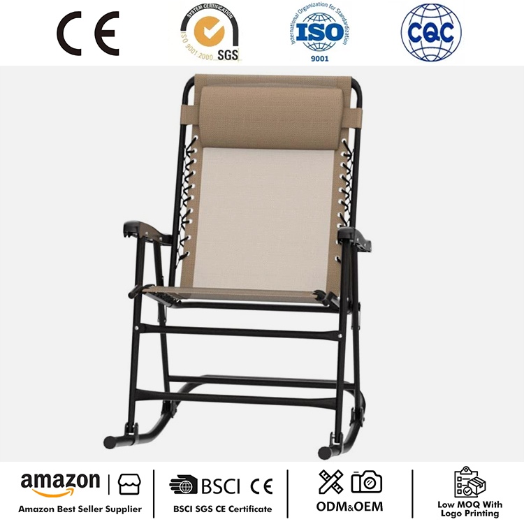 Udendørs Zero Gravity Folding Lounge Rocker med pude