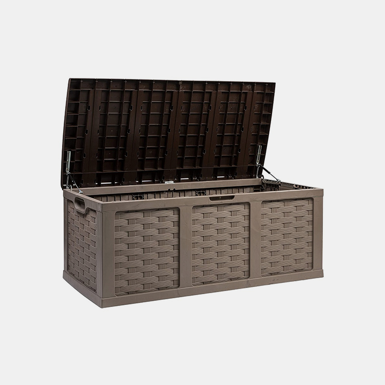 153 gallon brun rattan plastdækkasse